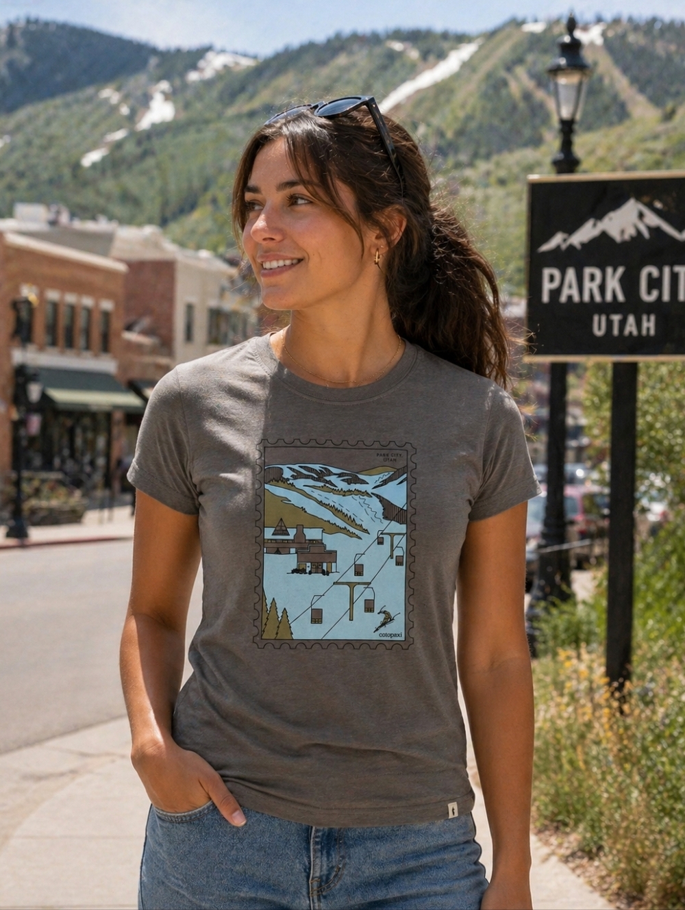 LIMITED EDITION! NWT cotopaxi Post Stamp Organic T-Shirt-Park City-Fatigue